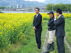 実際の生産者に実験圃場を案内していただいた。